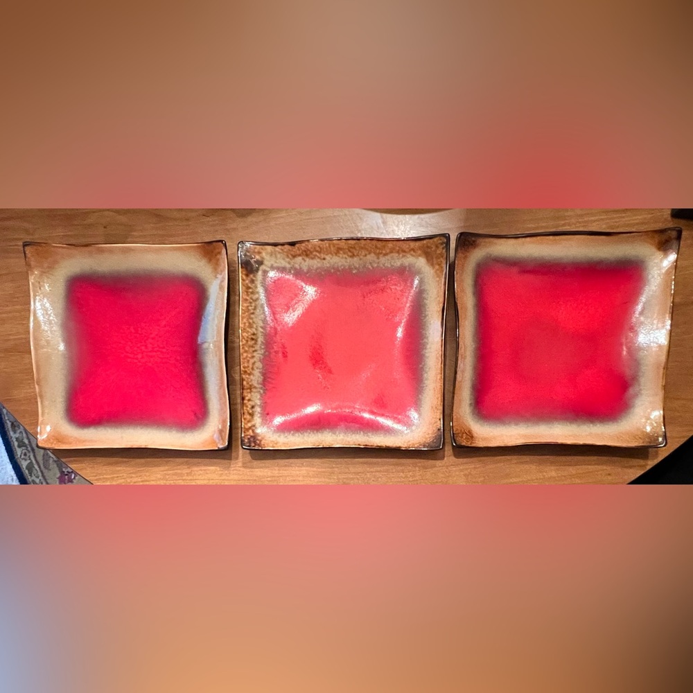 3 La Dolce Vita Red Earth Collection Salad Plates